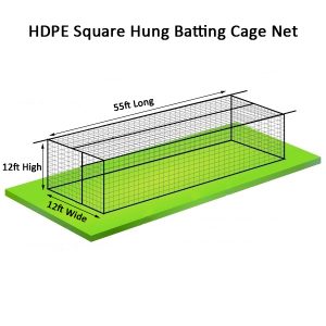 Baseball Batting Cage Nets 55ft x 12ft x 12ft